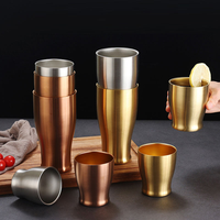 Mug à bière empilable à double paroi en acier inoxydable 304 coréen, cadeau de camping, tasse à thé et à café, écologique, portable