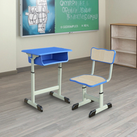 Ensemble bureau et chaise pour étudiant, avec cadre en acier robuste réglable en hauteur, pour l'école, la salle de classe et l'étude à domicile