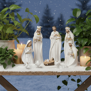 Statue en résine écologique peinte à la main de la Sainte Famille de Jésus, pour Noël, la famille Witt, la paroisse, l'église, articles religieux - Product Image 5
