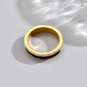 Vente en gros de bagues en alliage de métal précieux, nouvelle conception, tendance, simplifiée, à rangée unique, diamant de laboratoire, taille brillant, rotative - Product Image 3