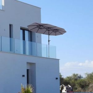 Parasol d'extérieur pour restaurant Glamping Parasol de jardin à trois têtes et LED - Product Image 2