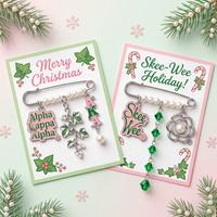 Broche Épinglette Émail Rose et Vert Thème Sororité Lettres Grecques Élégante Mode Style Décoratif Cadeau Épingle de Sûreté