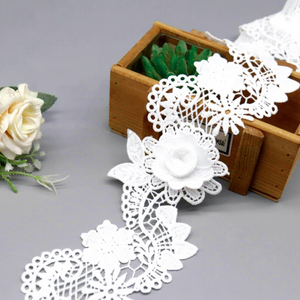 定制设计8厘米水溶刺绣蕾丝面料白色 - Product Image 1