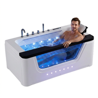 Baignoire de massage à cascade pour une personne avec panneau intelligent thermostatique et rideau d'eau en acrylique, directement de l'usine