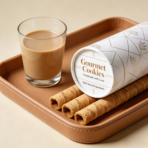 Gıda Sınıfı Özel Kağıt Tüp, İsteğe Bağlı Folyo Kaplama ile |   El Yapımı Kurabiyeler İçin Biyobozunur Ambalajlar - Product Image 3