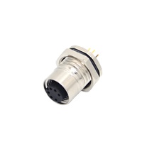 Panel trasero impermeable IP67 M12, montaje hembra, PCB, 2, 3, 4, 5, 6, 8, 12 Pines, conector chapado en oro