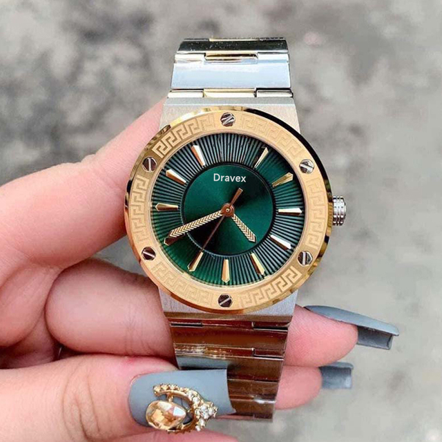 Fashion Design Business Man Watches Retro Luxurious Gold Dial Stainless Steel Watch Band Waterproof 100M Watch for Men