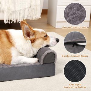 Toptan Ortopedik L Şekilli Gizli Fermuarlı Evcil Hayvan Köpek Yatağı Yastığı Çıkarılabilir Yıkanabilir Evcil Hayvan Koltuğu İç Mekan Orta Büyük Köpek Yatağı - Product Image 4