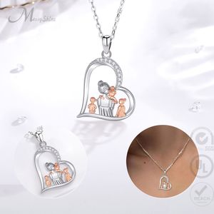Collana Merryshine in Argento Sterling 925 con Scritta 'Ti Amo per Sempre' per Madre e <span class=keywords><strong>Tre</strong></span> Figlie, Regalo per la Mamma - Product Image 1