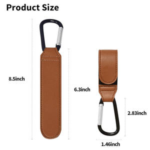 Porte-clés en cuir Pu crochets universels <span class=keywords><strong>pour</strong></span> voiture bébé <span class=keywords><strong>poussette</strong></span> sac à couches suspendu crochet polyvalent sangles portables avec mousqueton - Product Image 4