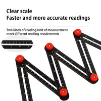 Règle multi-angles en alliage d'aluminium, localisateur de trous pour carreaux, règle de mesure pliable