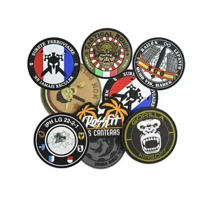 Low MOQ Custom 3D Rubber Logo Silicone PVC Patches Hook and Loop Embossed Tactical Badges Soft Custom PVC Patches