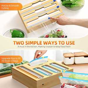 Kitchen Multi-Functional Storage Organizer Bamboo Foil and <b>Plastic</b> <b>Wrap</b> Organizer Ziplock Bag Storage Organizer - Product Image 5