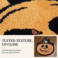 Tapis touffeté à motif Citrouille Diable pour Halloween et Noël, avec base antidérapante en TPR, absorbant, tapis de salle de bain