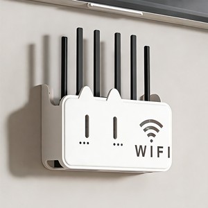 Wall <b>Mounted</b> Router Stand With WiFi Storage Box Rectangle Shape No Lid Dustproof Cover For Home Office Use - Product Image 1