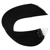 Extensions de cheveux humains lisses noir jais en micro-anneaux, vente en gros d'usine, de 12 à 32 pouces, extensions de cheveux naturels bruts