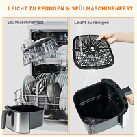 Friteuse à air numérique carrée en acier inoxydable 8L 1800W avec écran LED à commande tactile, 7 programmes de cuisson, circulation à 360°, pour la maison, le camping-car et l'extérieur