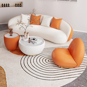 Set Sofa Lengkung Tiga Orang Mewah Teknologi Baru Meja Kopi Kulit Kecil untuk Area Resepsi Salon Kecantikan Kantor Toko Pakaian - Product Image 4