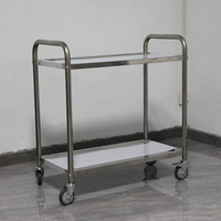 Chariot de livraison alimentaire commercial en acier inoxydable, à double ou triple niveau, chariot mobile à pousser à la main