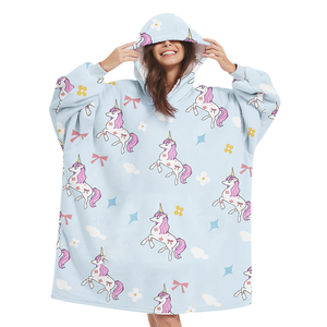 Grüne Avocado Schöne Flanell Fleece Pyjamas TV Übergroße tragbare Hoodie Decken für Frauen - Product Image 2