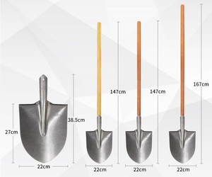 Pelle en fer en acier au manganèse pelle carrée avec manche en bois de la ferme travaux de neige et de construction - Product Image 6