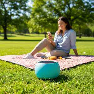 Enceinte Bluetooth portable Myrva Mini bleue pour usage extérieur, batterie rechargeable, son large spectre sans fil - Product Image 2