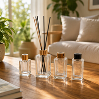 Flacon diffuseur en verre transparent carré de qualité supérieure, 45ml 50ml 80ml 100ml, conteneur vide pour parfum et huile aromatique pour la maison