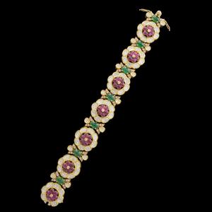 Luxury 14K Gold Emerald <b>Ruby</b> Polki Diamond Tennis <b>Bracelet</b> Elegant Kundan Style Link <b>Bracelet</b> Bridal Jewelry for Women Gift - Product Image 1