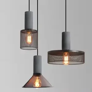 산업 LED 펜던트 빛 복고풍 시멘트 교수형 비품 거실 침실 조명 바 식당 장식 램프