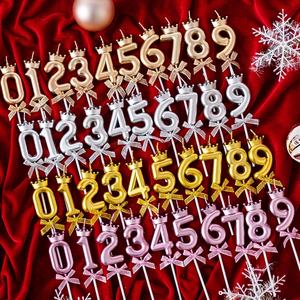 <span class=keywords><strong>Velas</strong></span> Huaming de Alta Calidad con Brillantina en Forma de Números para Pastel de Cumpleaños, Llama Dorada, Tono Pastel, Altas y Delgadas sin Humo - Product Image 3