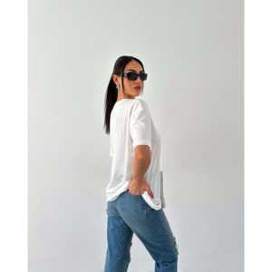 Camiseta Básica de Cuello Redondo para Mujer, 100% Algodón Jersey, Transpirable, Manga Regular, Blanca - Product Image 1