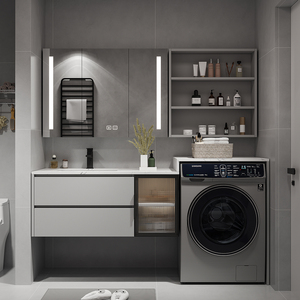 Tavolo di lavaggio in pietra sinterizzata <span class=keywords><strong>mobile</strong></span> da <span class=keywords><strong>bagno</strong></span> lavatrice armadio integrato lavanderia - Product Image 2