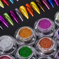 Poudre à Ongles Effet Miroir Sirène Néon Poussière à Ongles Nail Art Perle Pigment Chrome Poudre Miroir Magique