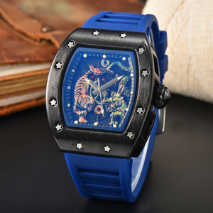 Luxury Multifunctional Men <b>Chronograph</b> Mechanical Watch Luminous Silicone And Leather Strap Wrist Watch - Product Image 2