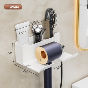 Soporte de pared multifunción para secador de pelo y tijeras de peluquería, ligero, de ABS, sin perforaciones, caja de almacenamiento al por mayor - Product Image 4