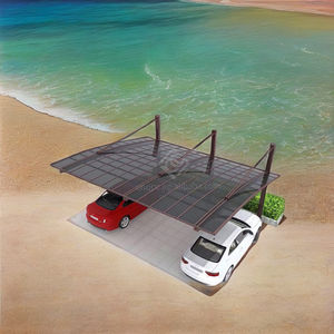 Système de garages en porte-à-faux avec poteaux, poutres de support et auvent en métal pour toit arqué pour le stationnement - Product Image 1