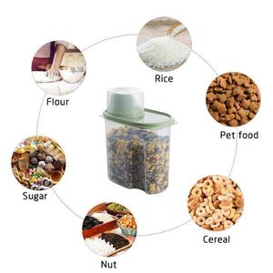 Contenitore per alimenti in plastica trasparente con coperchio ermetico colorato e tazza di misurazione cereali, legumi e <span class=keywords><strong>Dispenser</strong></span> di alimenti secchi - Product Image 6