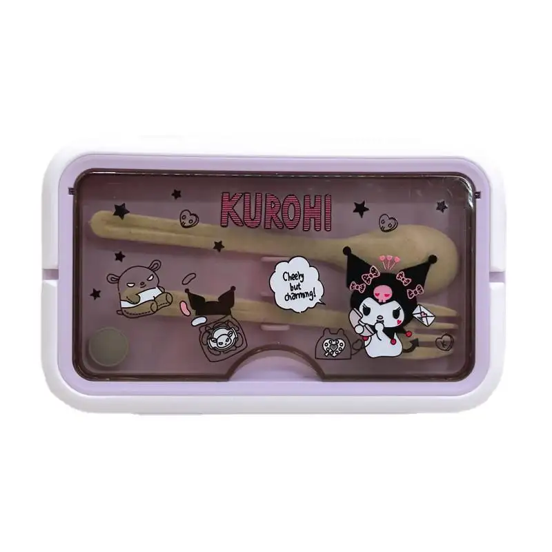 Linda Cartoon Student Kuromi Kaneel Hond Draagbare Lunchbox Japans Servies Raster Schattige Bento Box Plastic Rechthoek