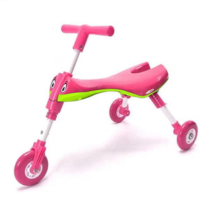 Vélo d'équilibre pour enfants rose pliable à trois roues pour tout-petits unisexe - Product Image 4