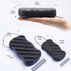 100% éponge Konjac naturelle biodégradable grande brosse de nettoyage du visage carré pour bain et visage lumière bambou matériel forme ovale - Product Image 1