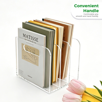 Organisateur de bureau en acrylique transparent à 3 compartiments pour magazines et documents, support de rangement de bureau en acrylique OEM d'usine
