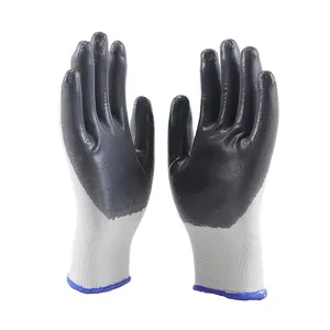 Nitrile Industrial Gloves Professional Heavy Duty Breathable Polyester Safety Gloves Work Industrial Industrial Cheap Gloves Nitrile Coated Gloves