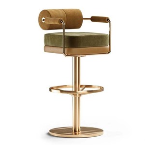 Yüksek kalite lüks Minimalist paslanmaz çelik <span class=keywords><strong>Bar</strong></span> sandalye Modern tasarım kadife döşemeli <span class=keywords><strong>Bar</strong></span> tabureleri açık otel salonu kullanımı - Product Image 1