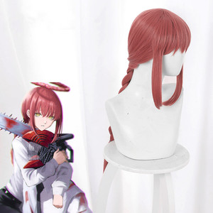 Peluca de <span class=keywords><strong>Cosplay</strong></span> de <span class=keywords><strong>Makima</strong></span> de Chainsaw Man al por Mayor, 70 cm de Largo, Rojo Sandía, Lisa, Sintética, Resistente al Calor, para Anime y Halloween - Product Image 3