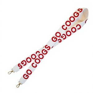 Lanière Rectangulaire Vintage Go Coogs Blanche et Rouge en Coton Fait Main, Design Élégant et Durable, Accessoire Artisanat Brodé, Anniversaire - Product Image 1