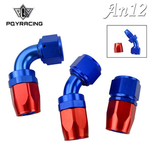 Conectores de Línea de Combustible Poyracing AN12, Azul y Rojo, 90 Grados, Piezas Universales para Modificación de Automóviles - Product Image 1