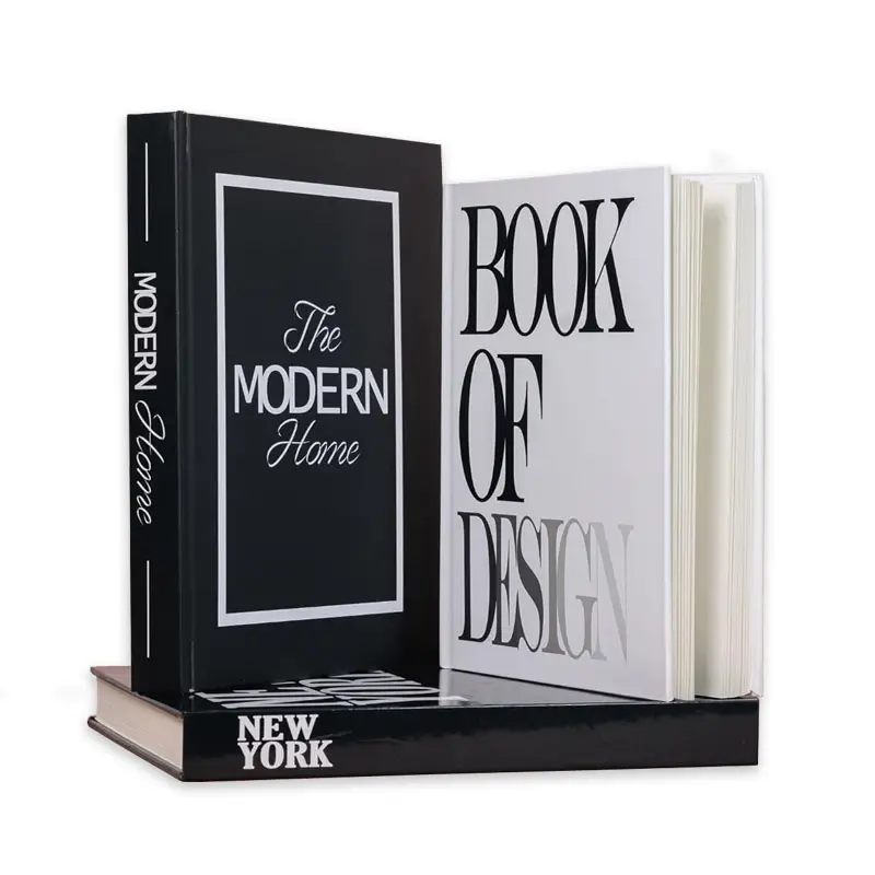 Dekoratif boş kağıt kukla kitap tasarımcı dekor kitaplar sehpa için 3 Set
