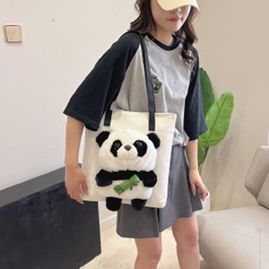 Nuevo diseño, venta al por mayor, grandes bolsos de hombro de compras, bolso de mano de lona de Panda personalizado de algodón para estudiantes y mujeres - Product Image 2
