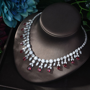 HIBRIDE Brillant AAA Cubique Zircone Collier De Mariée <span class=keywords><strong>Ensemble</strong></span> De Bijoux <span class=keywords><strong>pour</strong></span> Femmes Robe De Mariée Accessoires <span class=keywords><strong>Ensemble</strong></span> De Bijoux N-1173 - Product Image 5