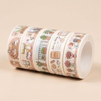 Ruban Washi Brillant UV Personnalisé à Impression Numérique, Motif Chat Kawaii pour Café, Idéal pour la Vie Quotidienne Confortable